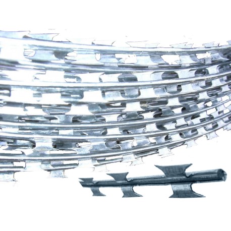 Армована колюча стрічка комбінована (дріт/штампована стрічка) д.3.5 мм, цинк, моток 100м